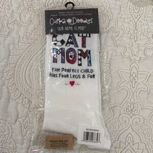 Cupcake Doodles Cat Mom White Socks